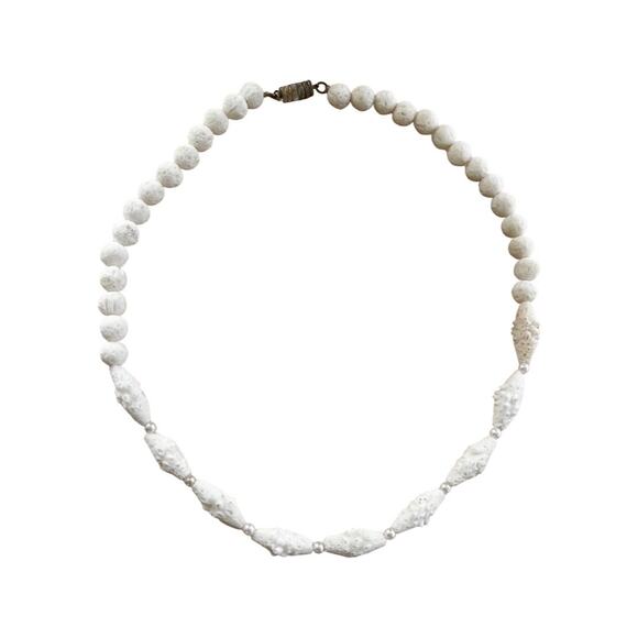 Vintage Bleached Lava Stone and Pearl Choker - Picture 1 of 8